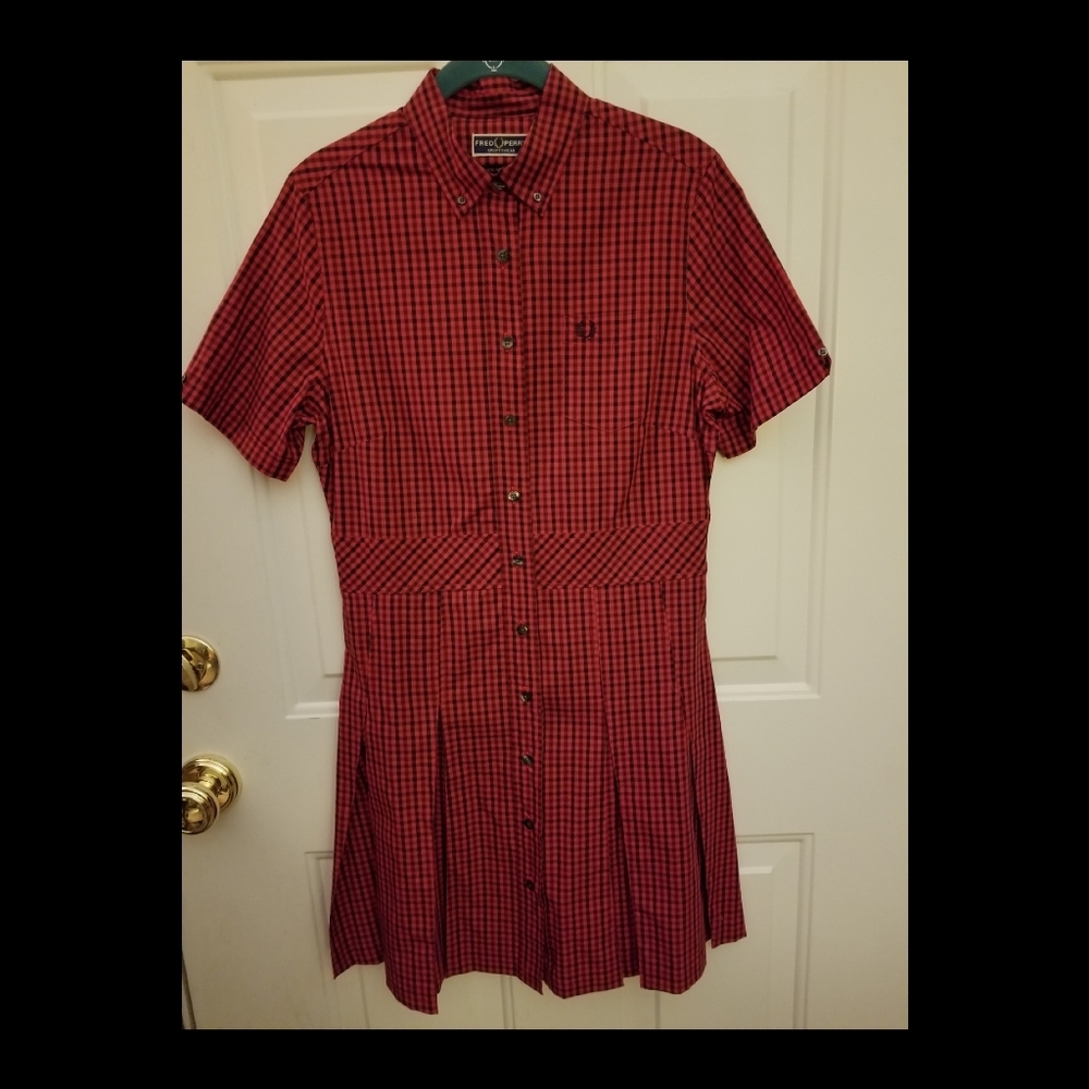 Fred Perry Classic Gingham Shirt Dress Red/Black